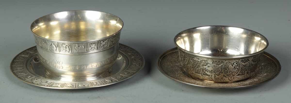 Appraisal: Sterling Children's Bowls w Under trays Sterling Children's Bowls w