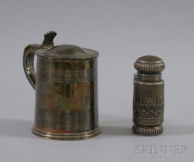 Appraisal: Two Sterling Table Items an English silver tankard and a