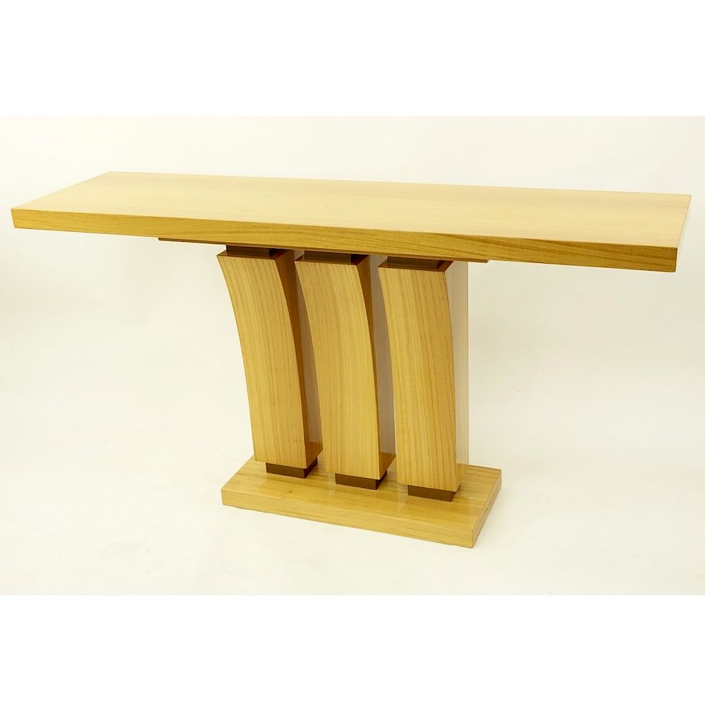 Appraisal: Art Deco Style Satinwood Console Table Modern Art Deco Style