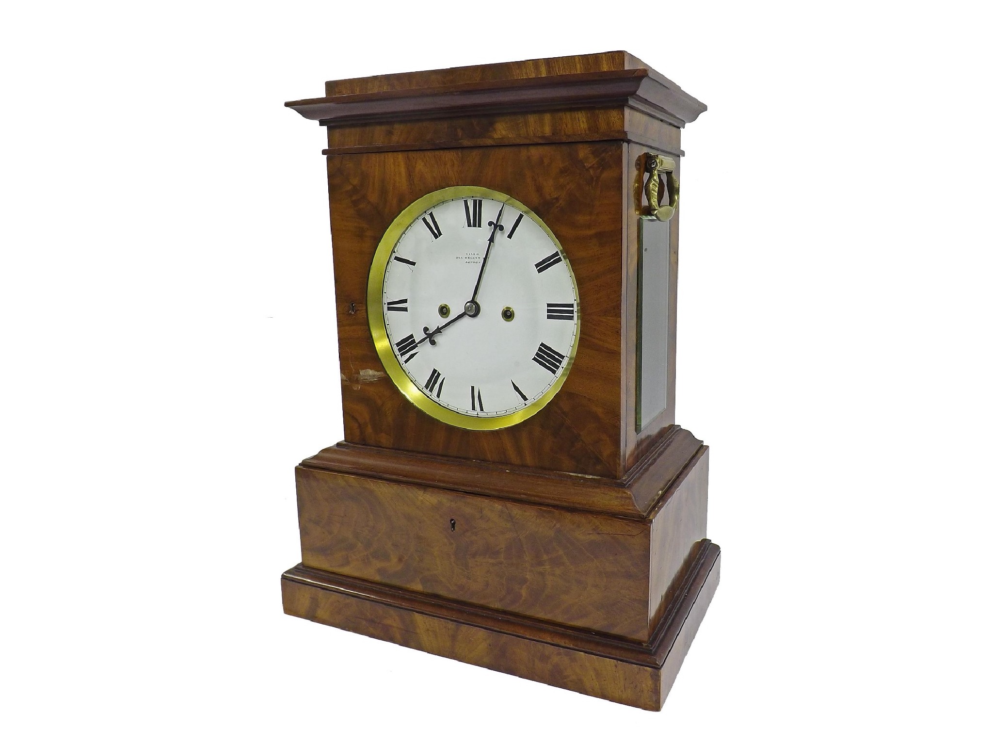 Appraisal: Good English mahogany double fusee library clock the movement with