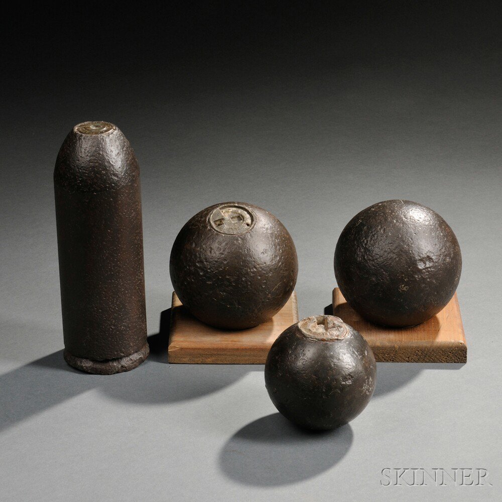 Appraisal: Four Civil War Inert Artillery Projectiles c - a -pound