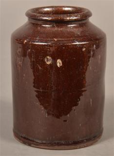 Appraisal: PA Manganese Glazed Redware Storage Jar Pennsylvania th Century Manganese