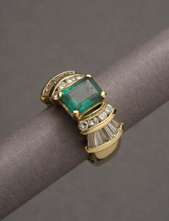 Appraisal: Lot Property of Various Owners -Karat Yellow-Gold Emerald and Diamond