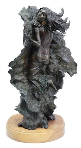 Appraisal: Western patinated bronze sculpture The Moon signed at base McLaughlin