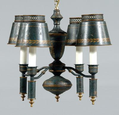 Appraisal: Toleware light fixture central urn with four arms and candle