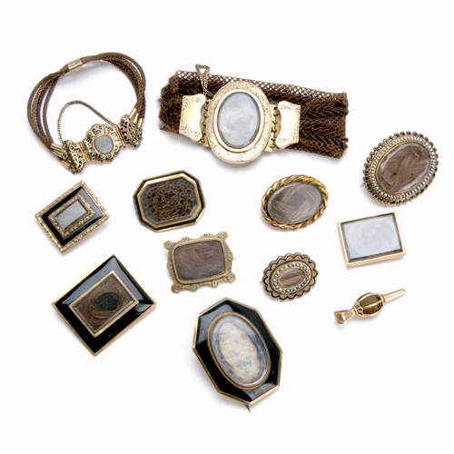 Appraisal: th C mourning jewelry most with hair one with tintype