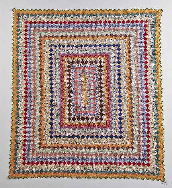 Appraisal: Radiating square postage stamp quilt early th c x