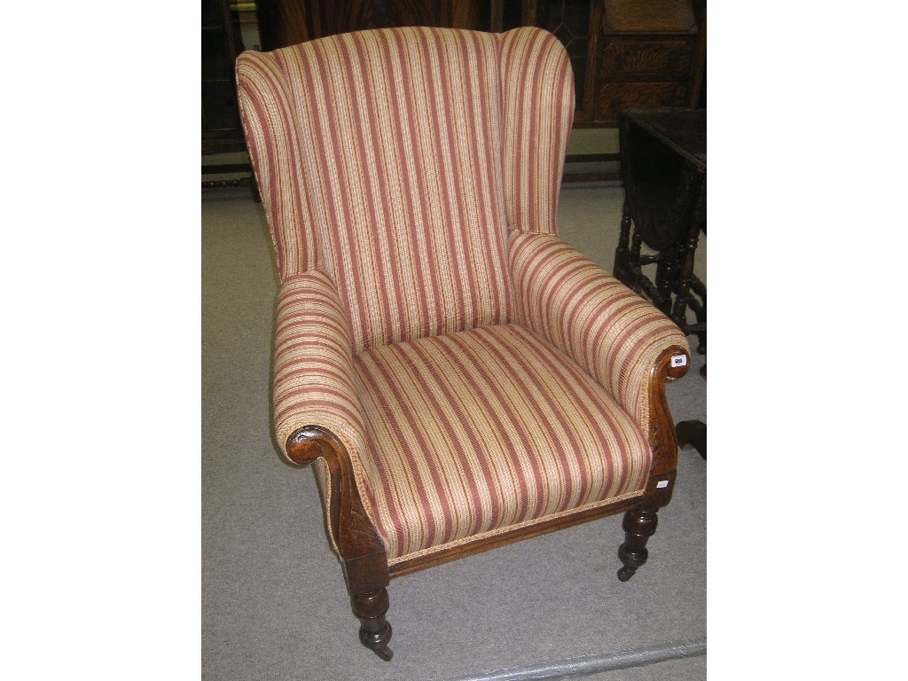 Appraisal: Victorian upholstered wingback armchair