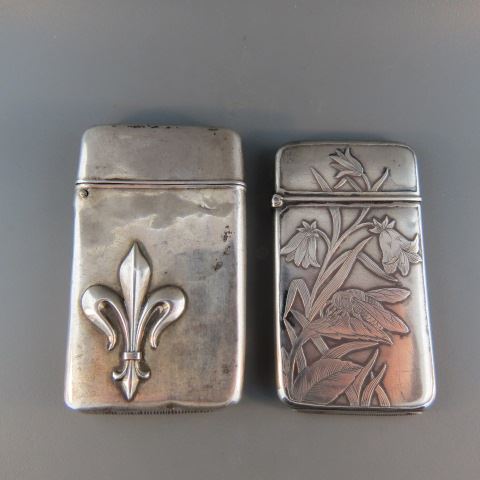 Appraisal: Sterling Silver Match Safesby Howard Sterling Company floral bee and