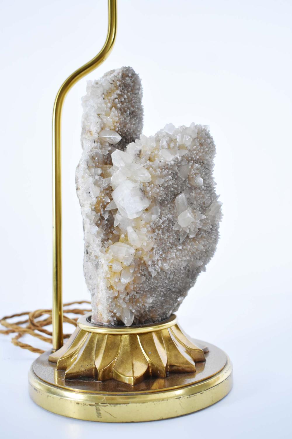 Appraisal: ANTIQUE QUARTZ MINERAL SPECIMAN MOUNTED AS A LAMPThe asymmetrical mineral