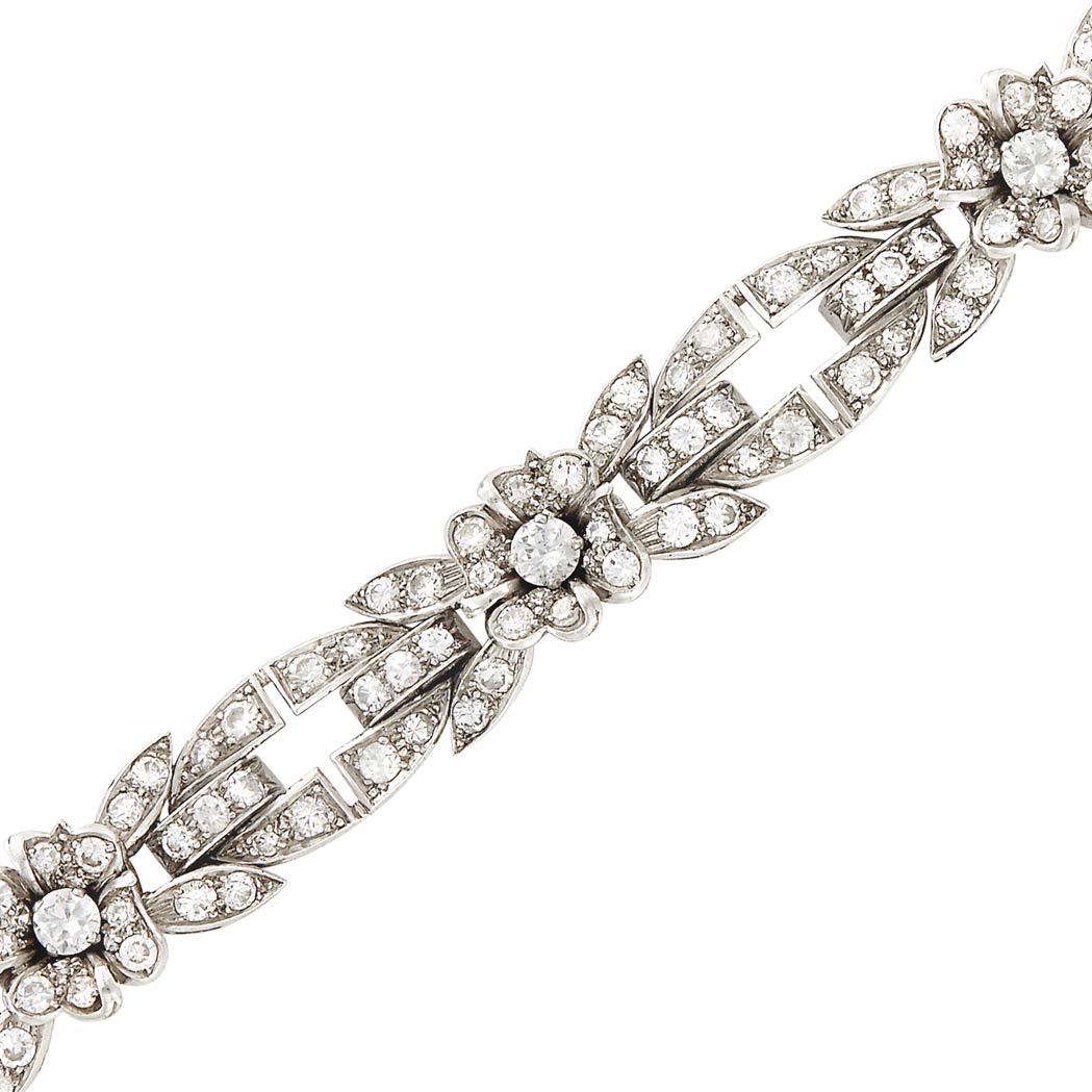 Appraisal: Platinum and Diamond Bracelet round diamonds ap cts transitional single-cut