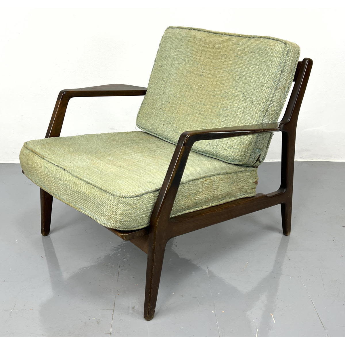 Appraisal: Danish Modern Open Arm Lounge Chair Tapered Spindle Back Marked