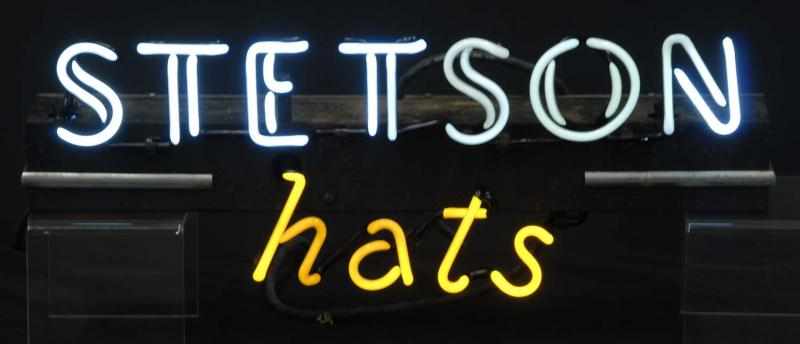 Appraisal: Stetson Hats Neon Sign Description s Manufactured from to present