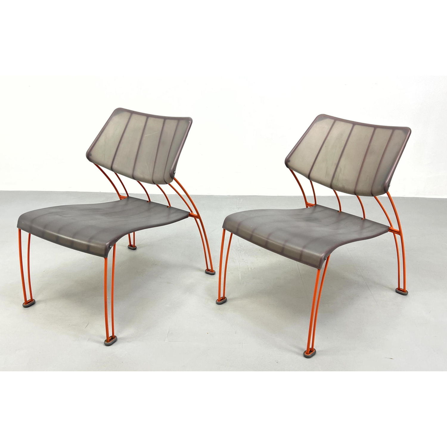 Appraisal: Pr IKEA by MONIKA MULDER Metal Side Chairs Orange Enamel