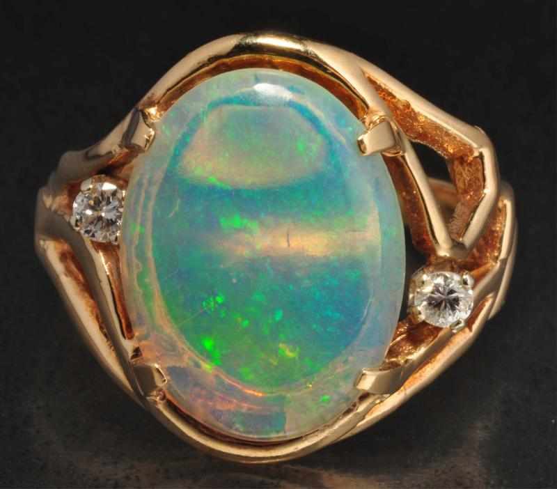 Appraisal: K Y Gold Diamond Opal Ring Description Diamonds ctw Opal