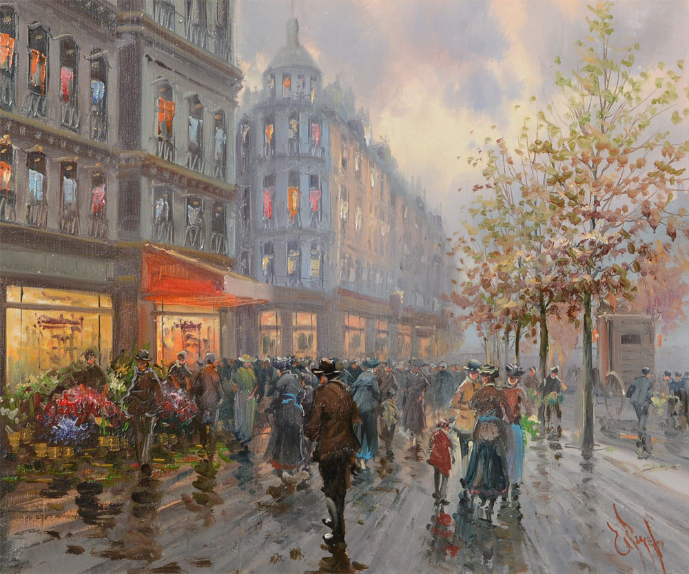 Appraisal: PAYES Emilio Spanish - Paris Street Scene Oil Canvas ''