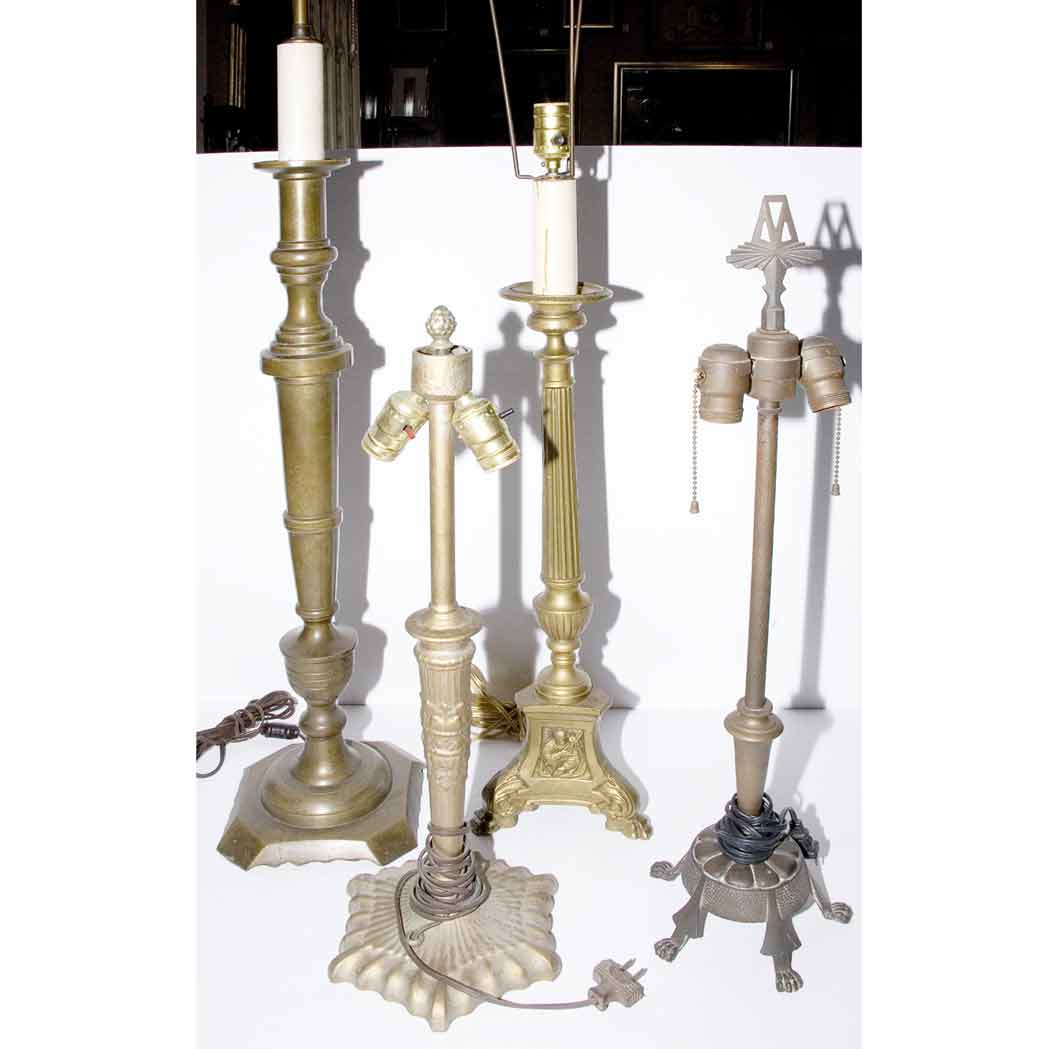 Appraisal: Group of Four Neoclassical Style Brass Lamps