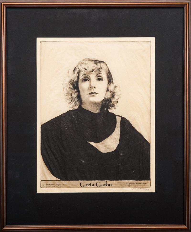 Appraisal: Dayton Brown - Greta Garbo Drypoint on tissue-thin paper with