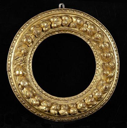 Appraisal: ITALIAN CARVED CIRCULAR GILTWOOD FRAME in diam in diam sight