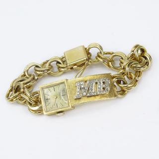 Appraisal: Man's Vintage Karat Yellow Gold and Diamond ID Bracelet Juvena