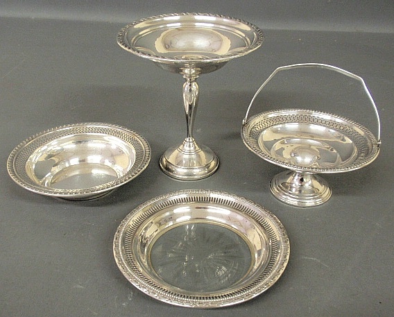 Appraisal: - Four pieces of sterling silver tableware- weighted compote h