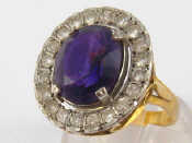 Appraisal: An carat gold amethyst and diamond ring amethyst approx x