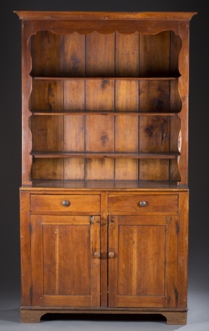 Appraisal: th c Step Back Cupboard Scallop rim top case with