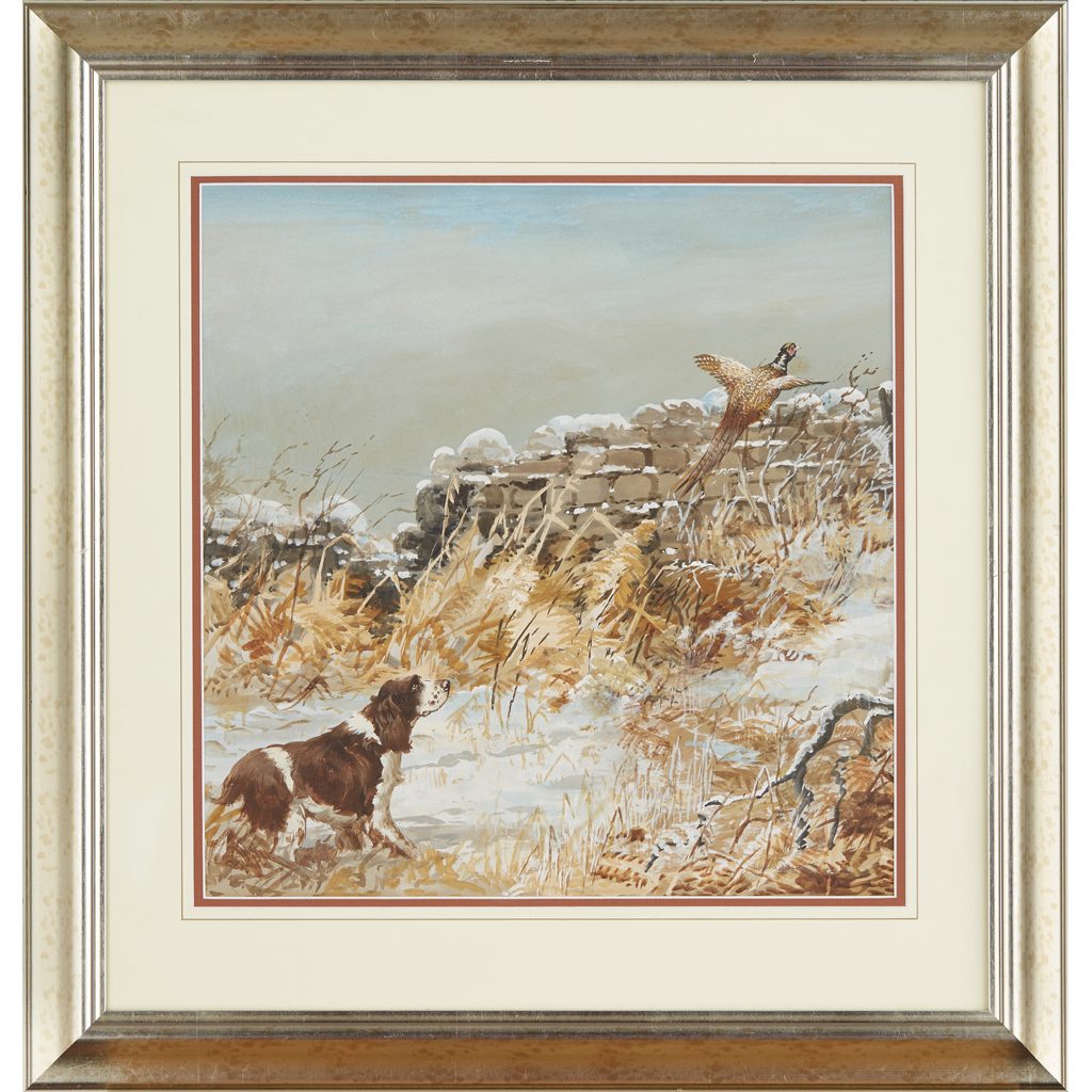 Appraisal: REUBEN WARD BINKS BRITISH - SPANIEL AND PHEASANT signed and