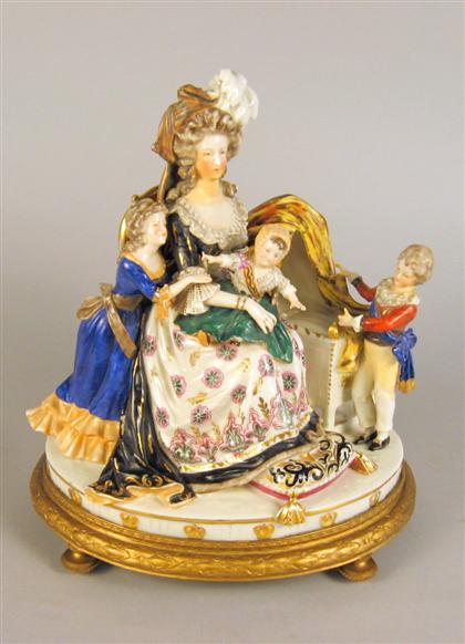 Appraisal: Continental porcelain figure group late th century Modeled as a