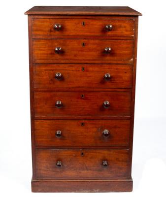 Appraisal: A Victorian mahogany narrow chest Heal Son Ltd London circa