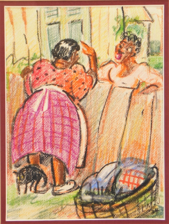 Appraisal: LOIS MAILOU JONES BACKYARD GOSSIP ILLUSTRATION Massachusetts Haiti - Depicts