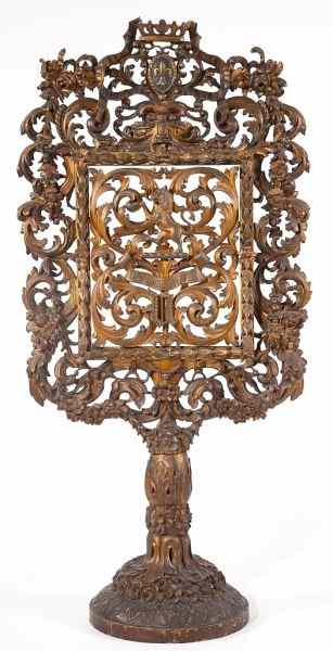 Appraisal: Antique Gilded Italian Fire Screenhand carved gilt wood in the