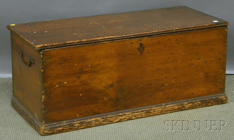 Appraisal: Pine Dovetail-constructed Storage Box with wrought iron end handles