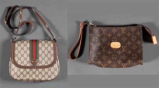 Appraisal: Gucci monogrammed leather vintage purse together with a Louis Vuitton