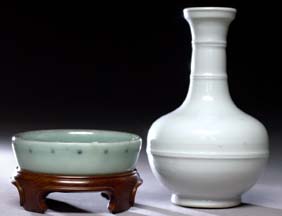 Appraisal: TWO ANTIQUE CHINESE MONOCHROMES Two antique Chinese monochromes Song-style greenish