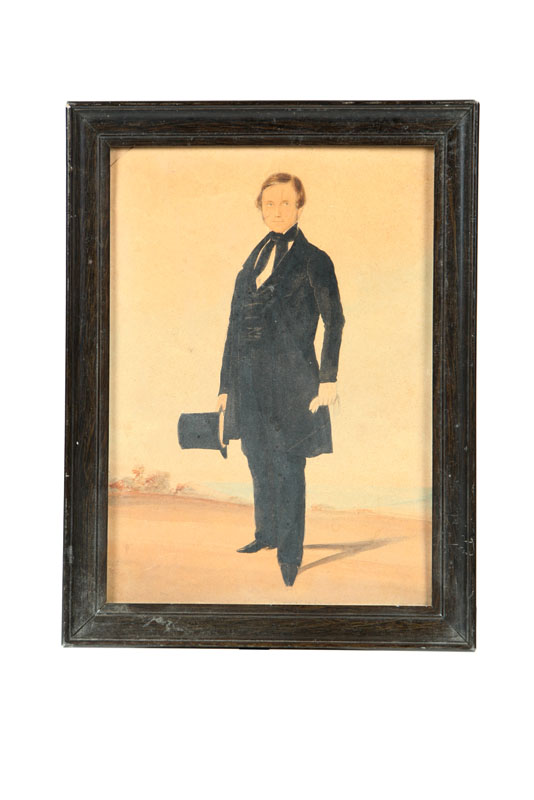 Appraisal: PORTRAIT OF A GENTLEMAN AMERICAN MID TH CENTURY Watercolor on