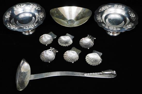 Appraisal: SILVER Mexican and Peruvian sterling ten pieces Mexican ladle oval