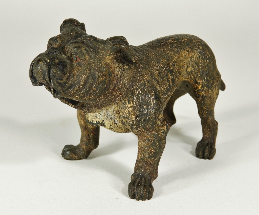 Appraisal: AUSTRIAN VIENNA COLD PAINTED BRONZE BULLDOG FIGURE Austria th CenturyFinely