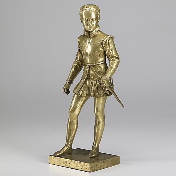 Appraisal: FRANCOIS-JOSEPH BOSIO French - Bronze statue of a swordsman in