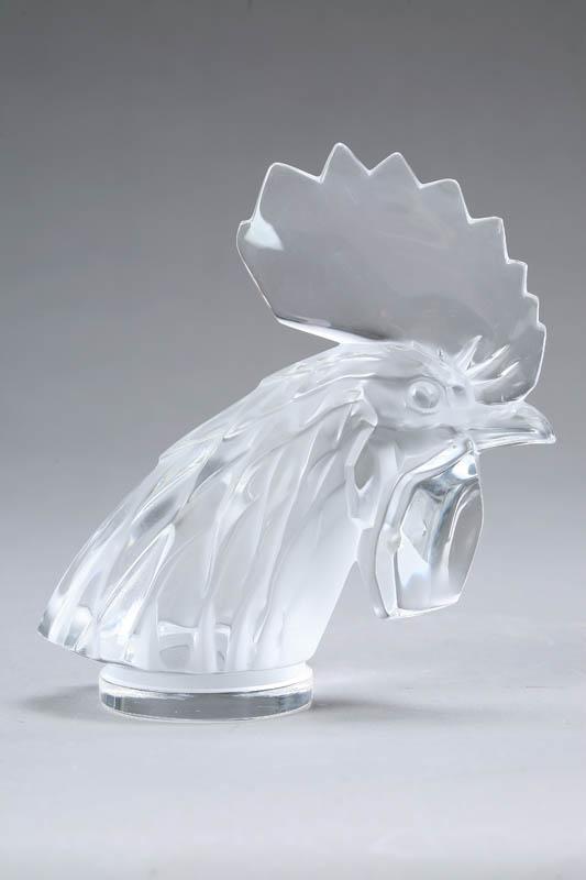 Appraisal: CRYSTAL ROOSTER STATUE Lalique Tete de Coq automobile hood ornament