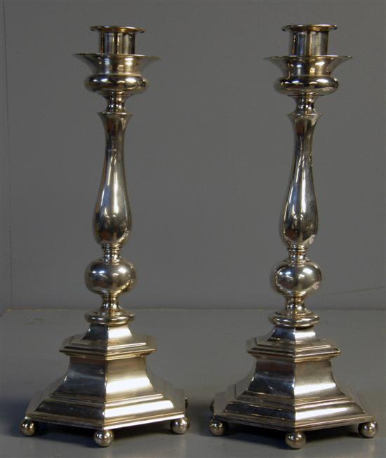 Appraisal: Pair of large silver plated candlesticks on octagonal bases h