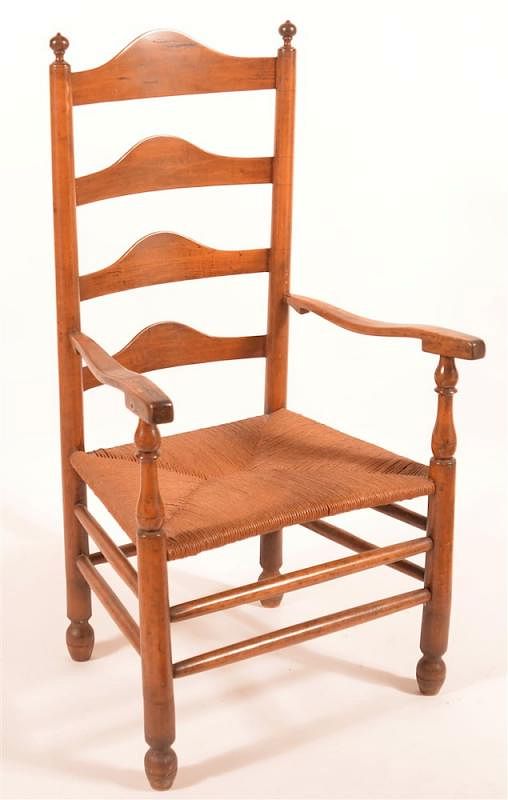 Appraisal: American Early th C Ladder Back Armchair American Early th