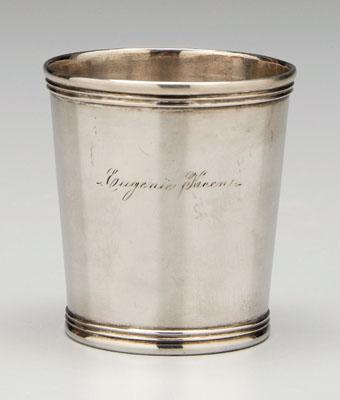 Appraisal: Kentucky coin silver julep cup tapering sides reeded borders marked