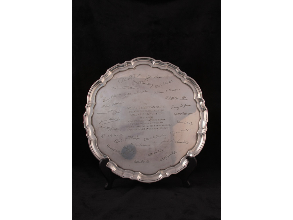 Appraisal: Tiffany Sterling Silver Presentation Salver circular form with pie-crust edge