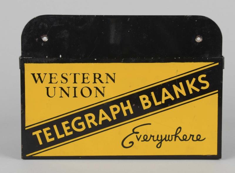 Appraisal: Western Union Telegraph Blanks Wall Box Heavy tin litho advertising