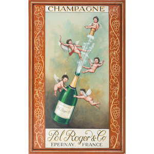 Appraisal: A Pol Roger Co Champagne Painted Advertising Sign th Century