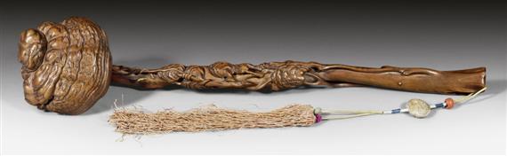 Appraisal: WOODEN SCEPTRE THE HEAD NATURALLY GROWN INTO RUYI SHAPE China