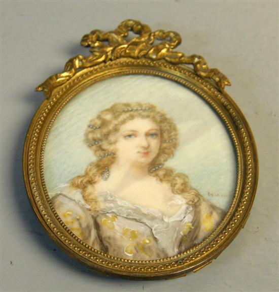 Appraisal: th century oval miniature portrait of a young woman with