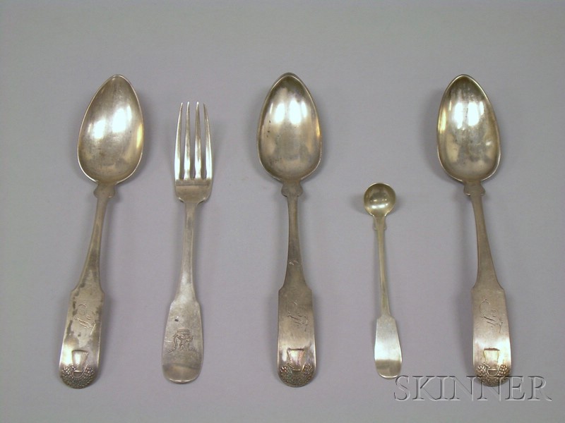 Appraisal: Five Pieces of American Coin Silver Flatware a set of