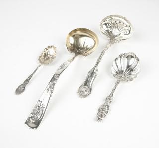 Appraisal: A group of four sterling silver ladles and spoons th